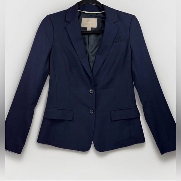 Banana Republic Button Blazer Jacket Wool Blend Office Career Wear Size 2 - Picture 2 of 10